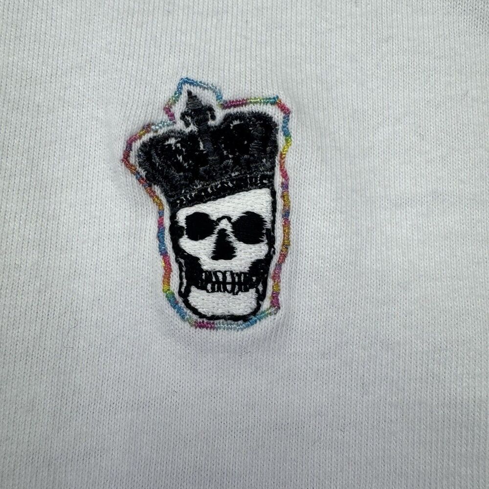 Robert Graham Polo Shirt Men's Large White Classic Fit Embroidered Skull‎ Crown - Picture 2 of 15